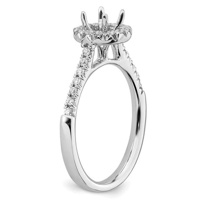 14K Weißgold Verlobungsring mit rundem simulierten Diamanten im Halo-Design