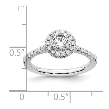 14K Weißgold Verlobungsring mit rundem simulierten Diamanten im Halo-Design