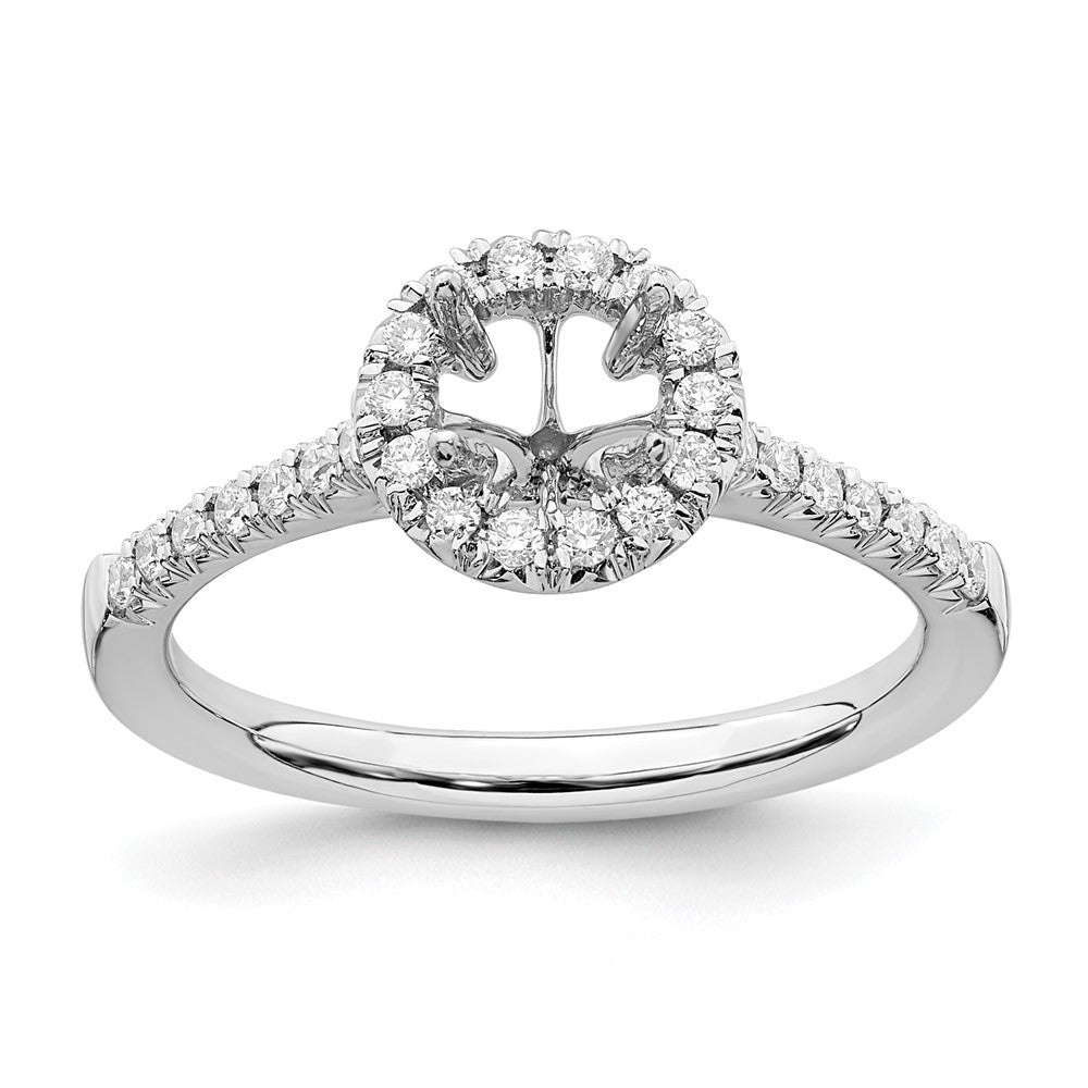 14K Weißgold Verlobungsring mit rundem simulierten Diamanten im Halo-Design