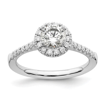14K Weißgold Halo-Verlobungsring mit 0,75 ct. im Labor gezüchtetem rundem Diamanten, VS/SI+ G+, komplett, Größe 5