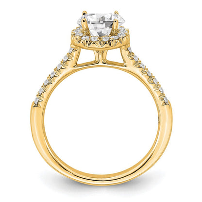 14K Gelbgold Verlobungsring mit 0,75 ct. Laborgezüchteten Diamanten im Rundschliff, VS/SI+ G+, mit Halo-Fassung