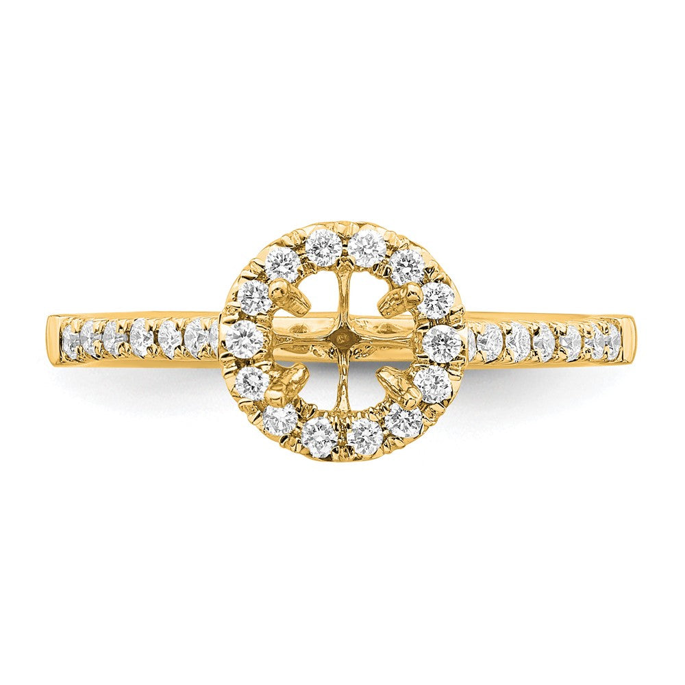 14K Gelbgold Verlobungsring mit 0,75 ct. Laborgezüchteten Diamanten im Rundschliff, VS/SI+ G+, mit Halo-Fassung