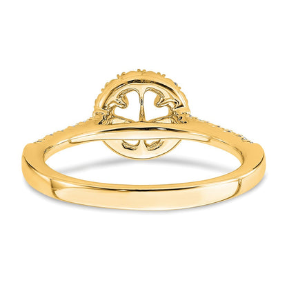 14K Gelbgold 0,75 ct. laborgezüchteter Diamant VS/SI+ G+ Rund Komplett Größe 9 Halo-Verlobungsring