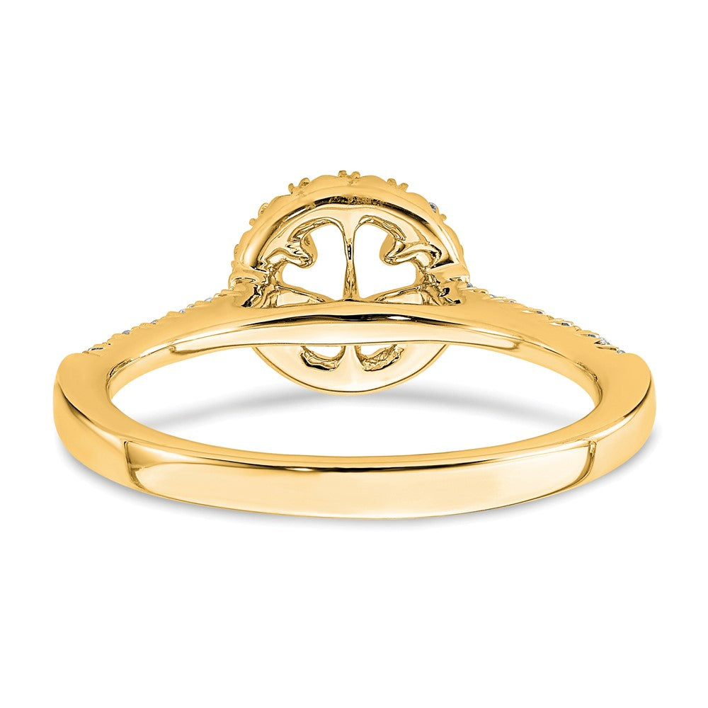 14K Gelbgold Verlobungsring mit 0,75 ct. Laborgezüchteten Diamanten im Rundschliff, VS/SI+ G+, mit Halo-Fassung