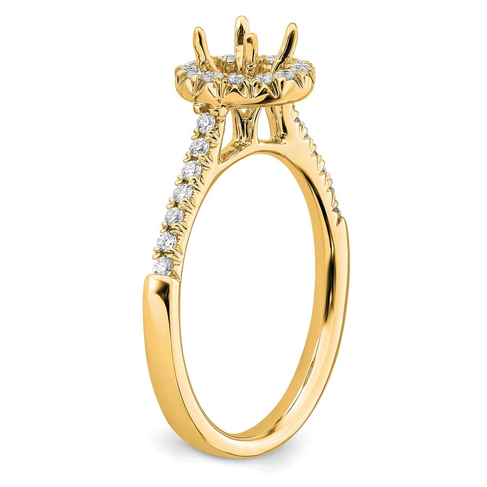 14K Gelbgold Verlobungsring mit 0,75 ct. Laborgezüchteten Diamanten im Rundschliff, VS/SI+ G+, mit Halo-Fassung
