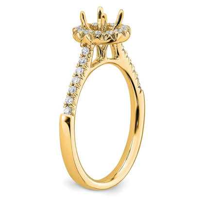 14K Gelbgold Verlobungsring mit 0,75 ct. Laborgezüchteten Diamanten im Rundschliff, VS/SI+ G+, mit Halo-Fassung