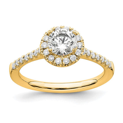 14K Gelbgold Verlobungsring mit rundem Halo, 0,75 ct. Labor gezüchteten Diamanten, VS/SI+ G+