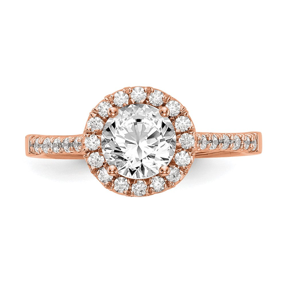 14K Roségold Verlobungsring mit 0,33 ct. laborgezüchtetem Diamant VS/SI+ G+ und rundem 1 ct. Mittelstein