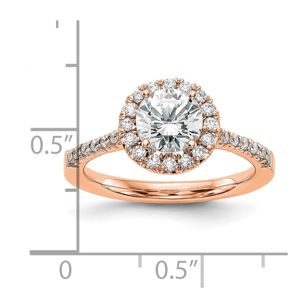 14K Roségold Verlobungsring mit 0,33 ct. Laborgezüchtetem Diamant VS/SI+ G+, Mittelstein 1 ct. Rund