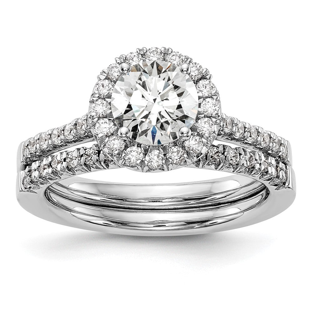 14K Weißgold Verlobungsring mit 0,33 ct. im Labor gezüchteten Diamanten VS/SI+ G+, 1 ct. rundem Center-Diamanten