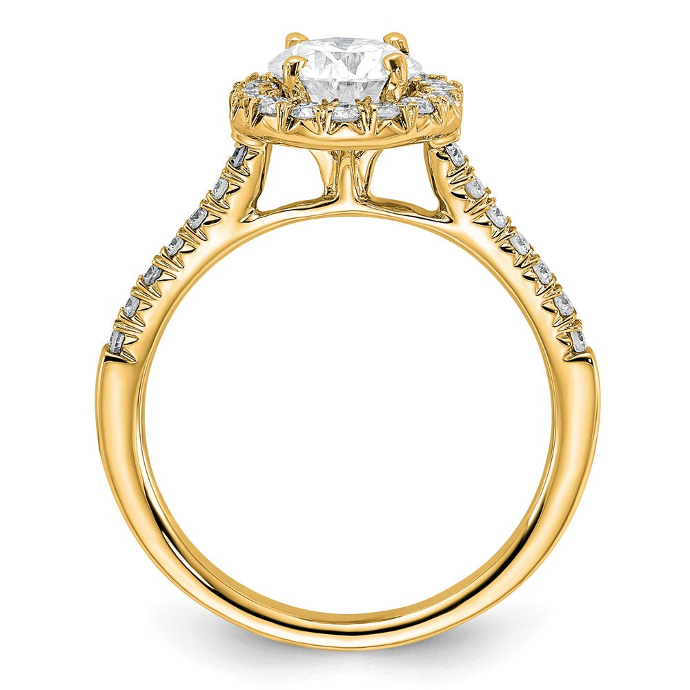 14K Gelbgold 0,33 ct. Laborgezüchteter Diamant VS/SI+ G+ 1 ct. Center Rund Semi Mount Verlobungsring