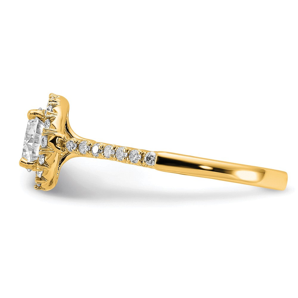 14K Gelbgold 0,33 ct. Laborgezüchteter Diamant VS/SI+ G+ 1 ct. Center Rund Semi Mount Verlobungsring