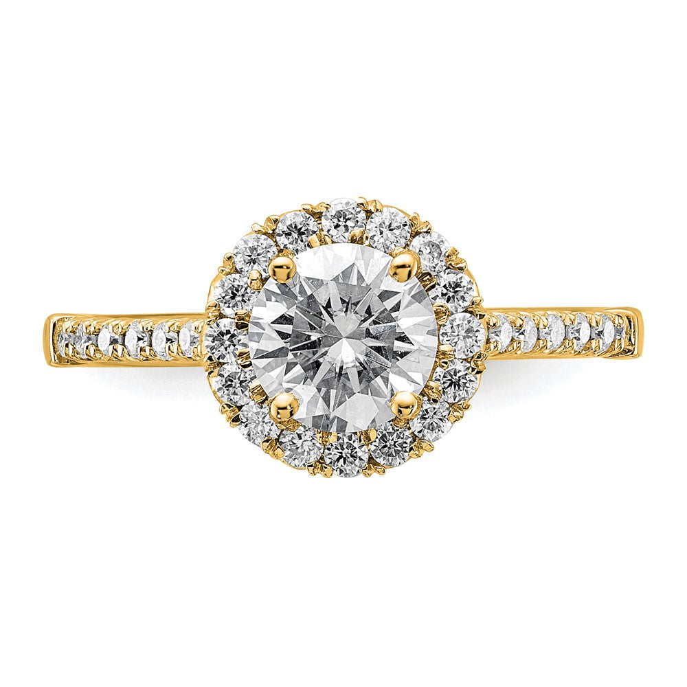 14K Gelbgold 0,33 ct. Laborgezüchteter Diamant VS/SI+ G+ 1 ct. Center Rund Semi Mount Verlobungsring