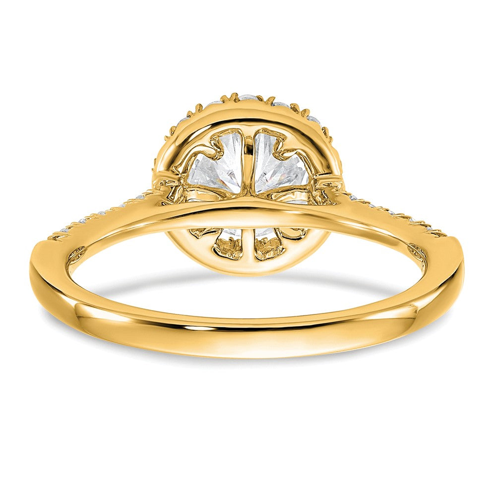 14K Gelbgold 0,33 ct. Laborgezüchteter Diamant VS/SI+ G+ 1 ct. Center Rund Semi Mount Verlobungsring