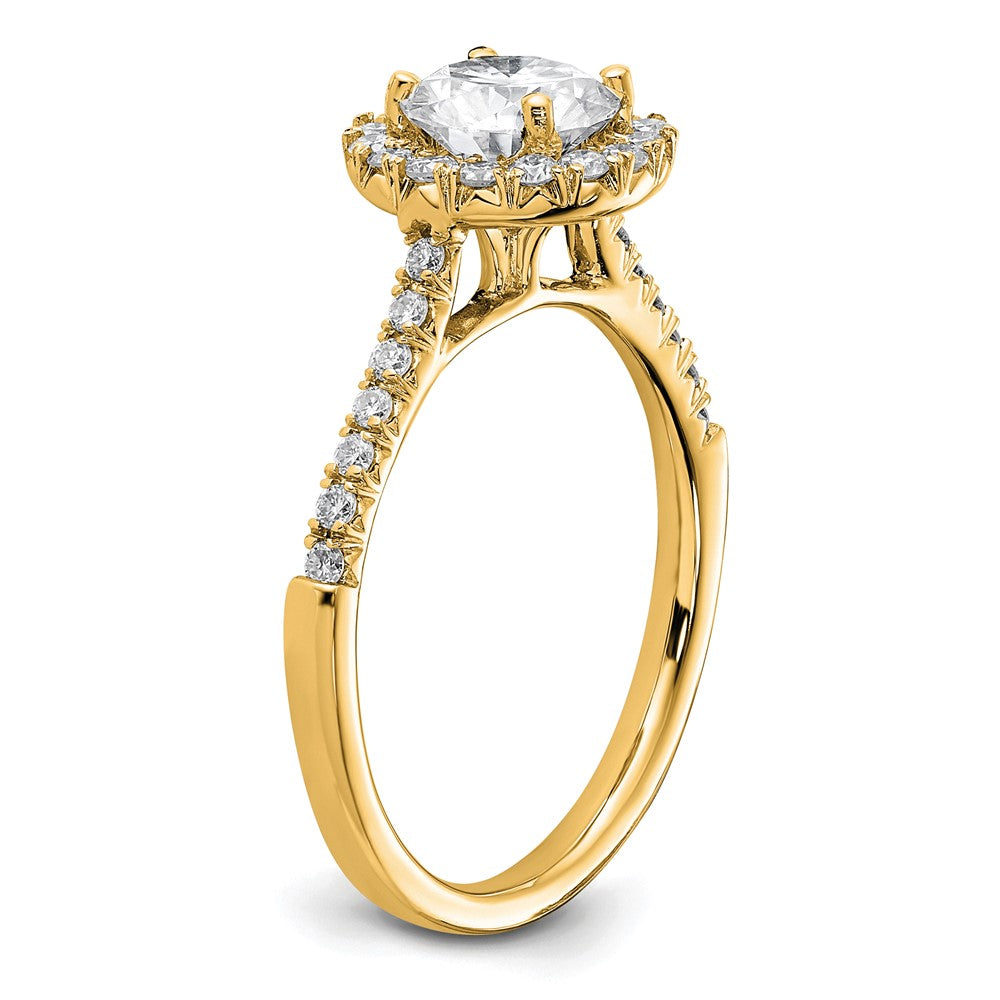 14K Gelbgold 0,33 ct. Laborgezüchteter Diamant VS/SI+ G+ 1 ct. Center Rund Semi Mount Verlobungsring