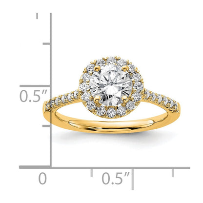 14K Gelbgold 0,33 ct. Laborgezüchteter Diamant VS/SI+ G+ 1 ct. Center Rund Semi Mount Verlobungsring