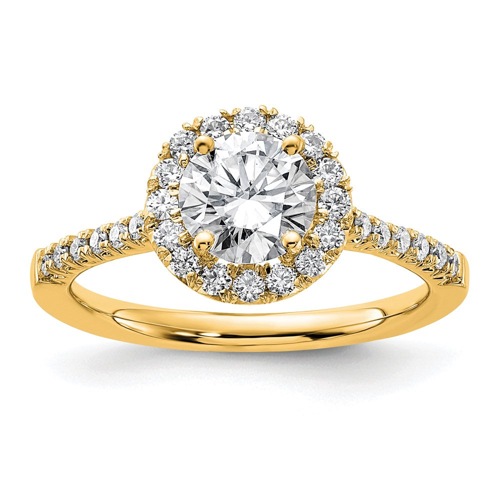 14K Gelbgold 0,33 ct. Laborgezüchteter Diamant VS/SI+ G+ 1 ct. Center Rund Semi Mount Verlobungsring