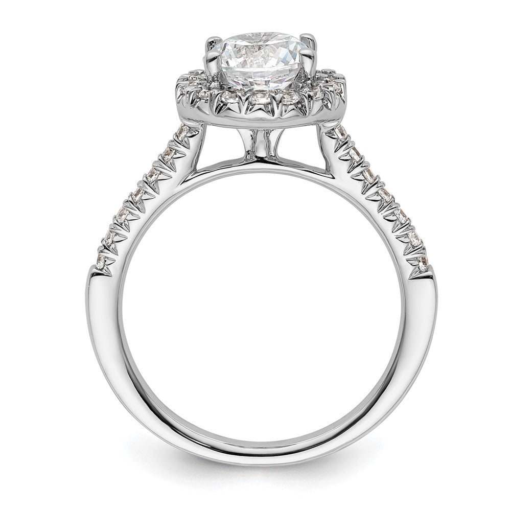 14K Weißgold Halo-Verlobungsring mit rundem simuliertem Diamanten