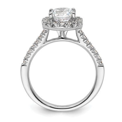 14K Weißgold Halo-Verlobungsring mit rundem simuliertem Diamanten