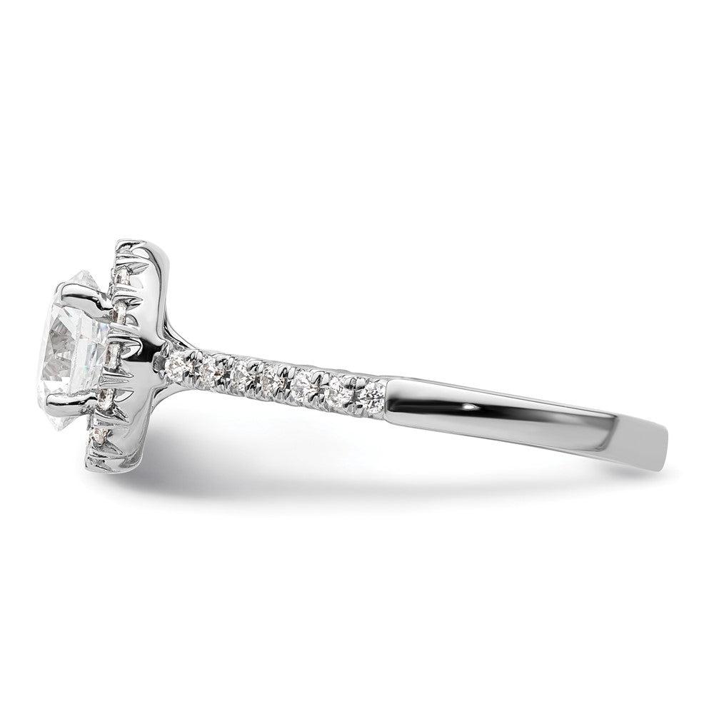14K Weißgold Halo-Verlobungsring mit rundem simuliertem Diamanten