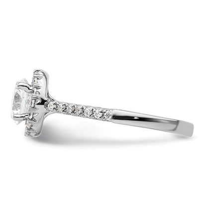 14K Weißgold Halo-Verlobungsring mit rundem simuliertem Diamanten