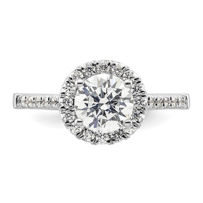 14K Weißgold Halo-Verlobungsring mit rundem simuliertem Diamanten