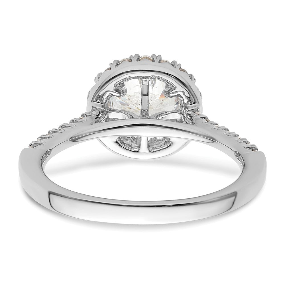 14K Weißgold Halo-Verlobungsring mit rundem simuliertem Diamanten