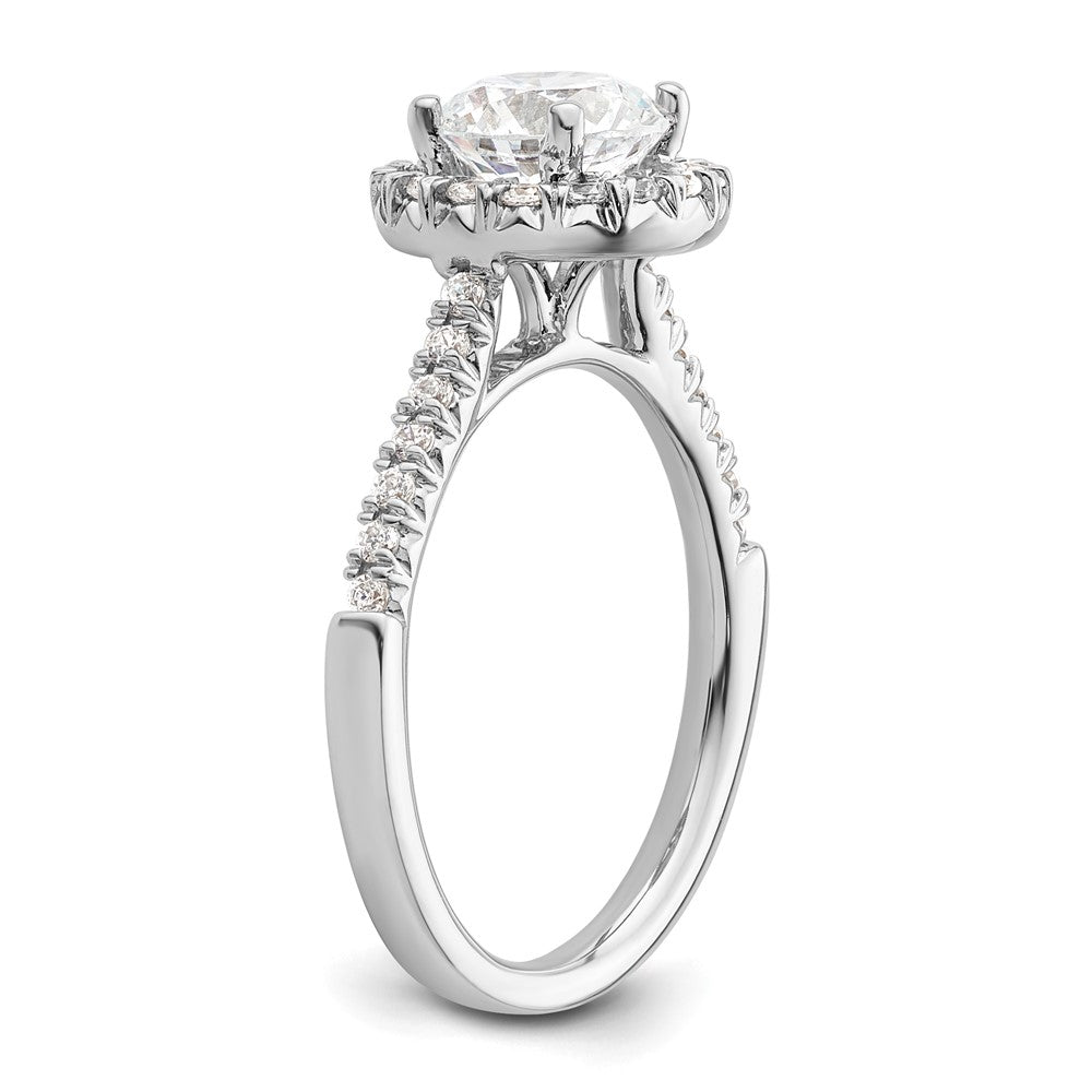 14K Weißgold Halo-Verlobungsring mit rundem simuliertem Diamanten