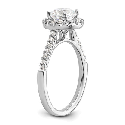 14K Weißgold Halo-Verlobungsring mit rundem simuliertem Diamanten