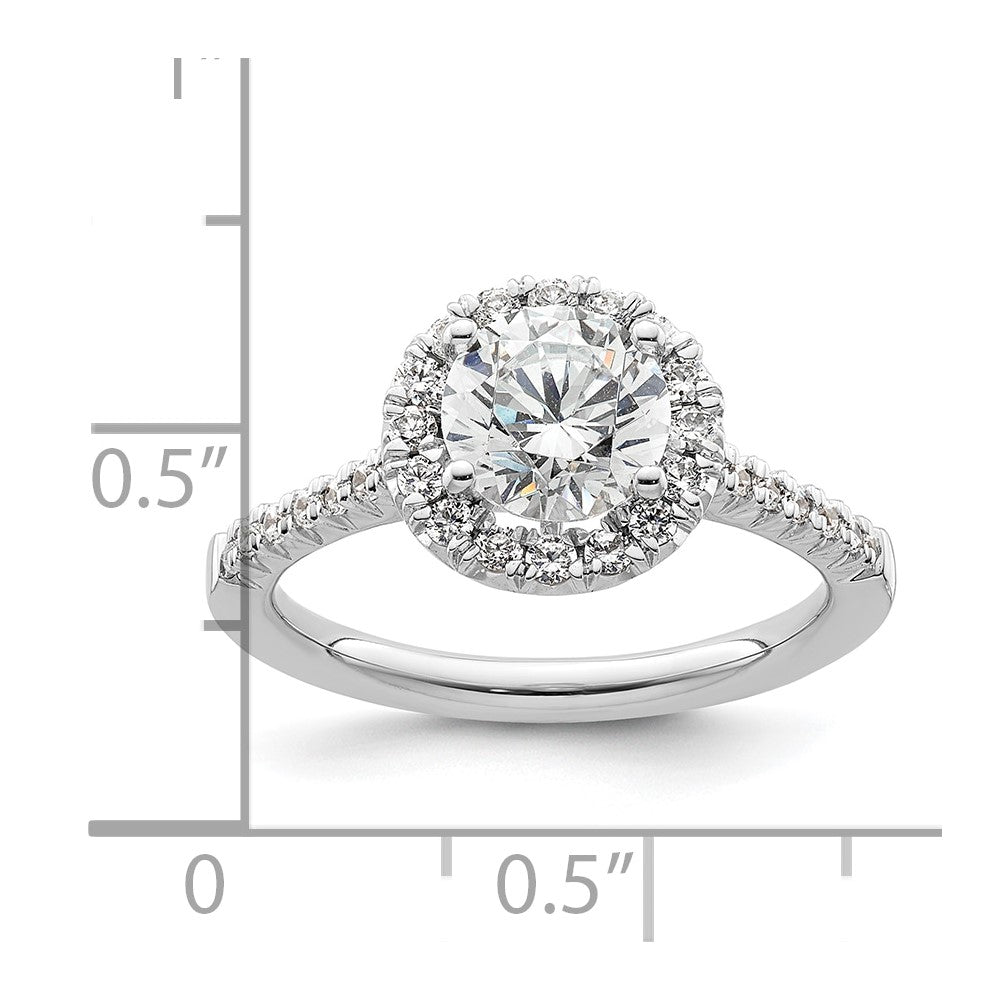 14K Weißgold Halo-Verlobungsring mit rundem simuliertem Diamanten