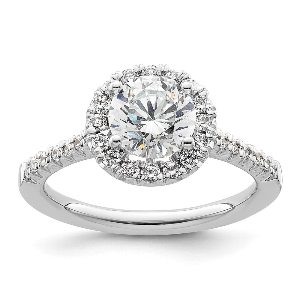 14K Weißgold Halo-Verlobungsring mit rundem simuliertem Diamanten