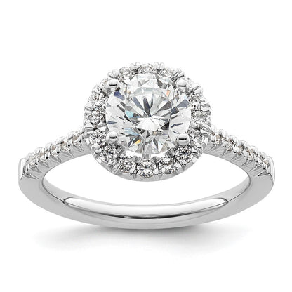 14K Weißgold Halo-Verlobungsring mit rundem simuliertem Diamanten