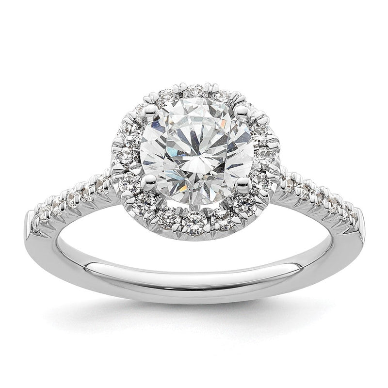 14K Weißgold Halo-Verlobungsring mit rundem simuliertem Diamanten