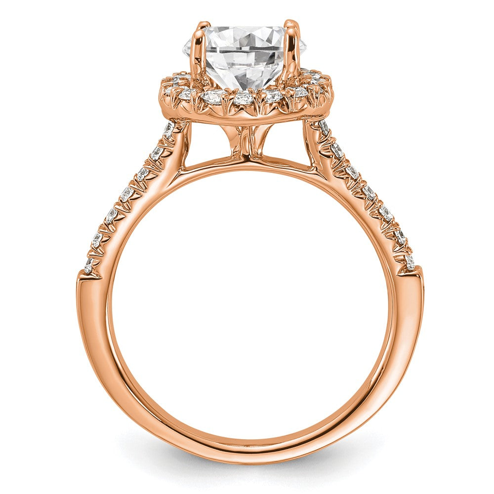 14K Roségold Verlobungsring mit 0,5 ct. Laborgezüchtetem Diamant, VS/SI+ G+, 1,5 ct. rundem Center-Solitär, Semi-Mount