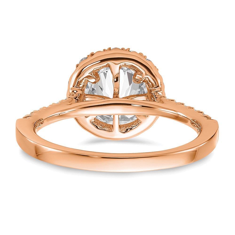 14K Roségold Verlobungsring mit 0,5 ct. Laborgezüchtetem Diamant, VS/SI+ G+, 1,5 ct. rundem Center-Solitär, Semi-Mount