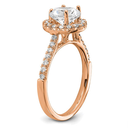 14K Roségold Verlobungsring mit 0,5 ct. Laborgezüchtetem Diamant, VS/SI+ G+, 1,5 ct. rundem Center-Solitär, Semi-Mount