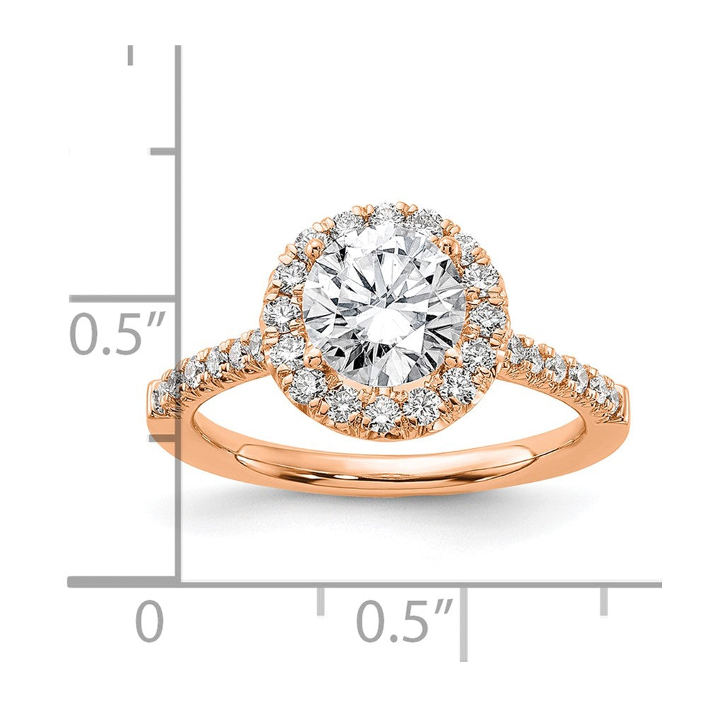 14K Roségold Verlobungsring mit 0,5 ct. Laborgezüchtetem Diamant, VS/SI+ G+, 1,5 ct. rundem Center-Solitär, Semi-Mount