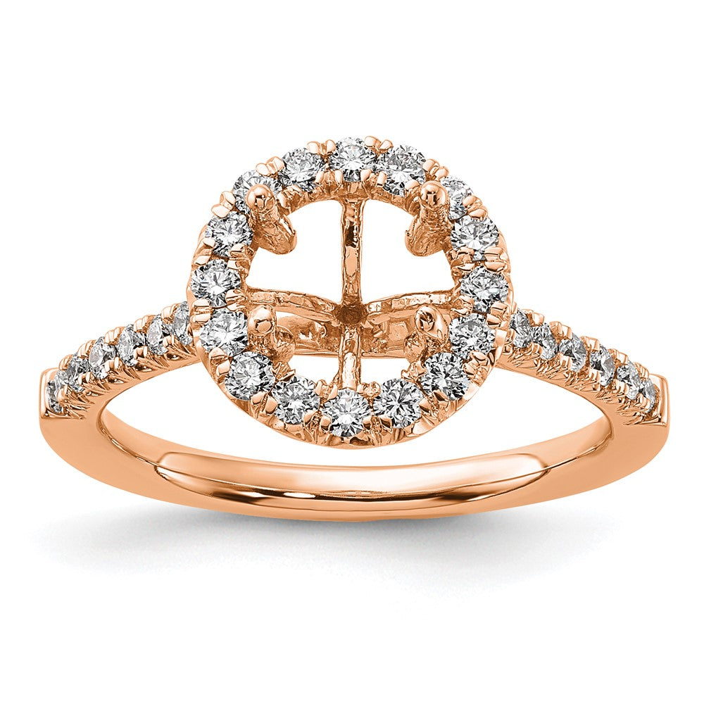 14K Roségold Verlobungsring mit 0,5 ct. Laborgezüchtetem Diamant, VS/SI+ G+, 1,5 ct. rundem Center-Solitär, Semi-Mount