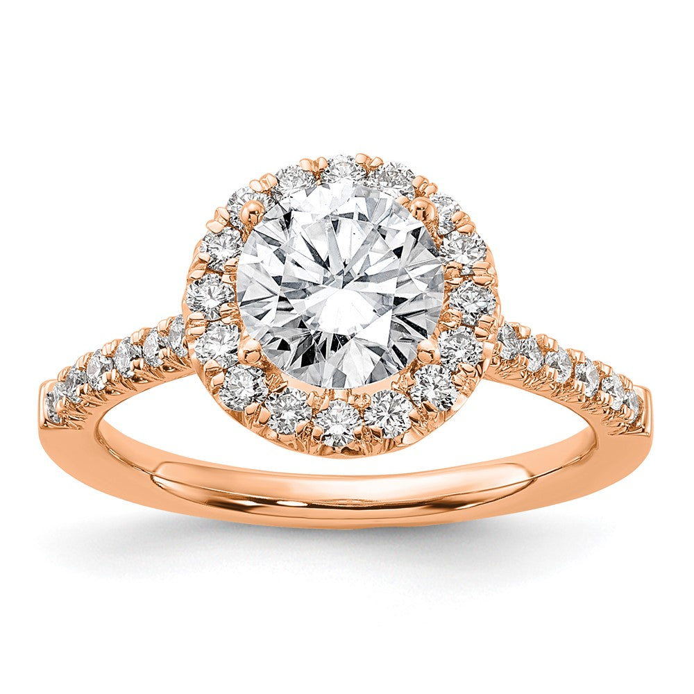 14K Roségold Verlobungsring mit 0,5 ct. Laborgezüchtetem Diamant, VS/SI+ G+, 1,5 ct. rundem Center-Solitär, Semi-Mount