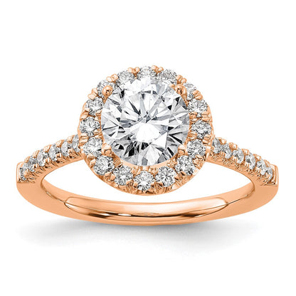 14K Roségold Verlobungsring mit 0,5 ct. Laborgezüchtetem Diamant, VS/SI+ G+, 1,5 ct. rundem Center-Solitär, Semi-Mount