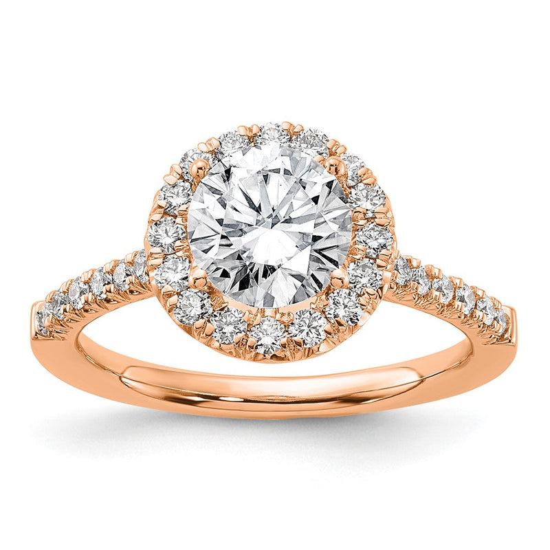 14K Roségold Verlobungsring mit 0,5 ct. Laborgezüchtetem Diamant, VS/SI+ G+, 1,5 ct. rundem Center-Solitär, Semi-Mount