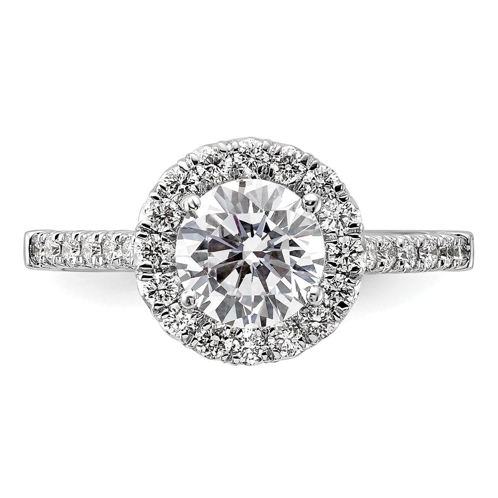 14K Weißgold Verlobungsring mit rundem Halo aus simuliertem Diamant