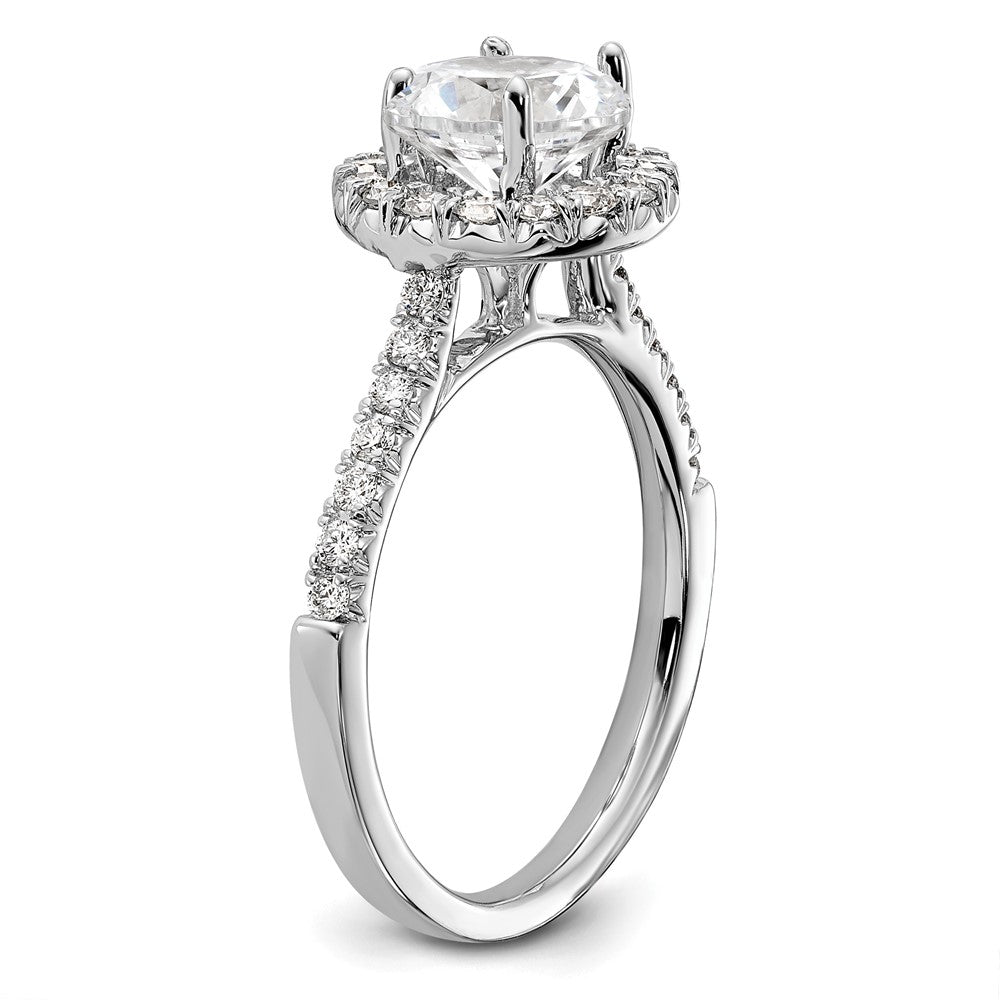 14K Weißgold Verlobungsring mit rundem Halo aus simuliertem Diamant