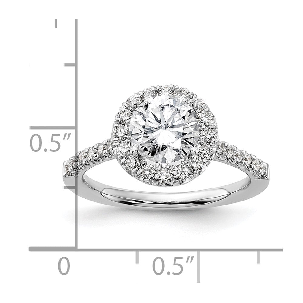 14K Weißgold Verlobungsring mit 0,5 ct. im Labor gezüchteten Diamanten VS/SI+ G+, Semi-Mount mit 1,5 ct. rundem Mittelstein