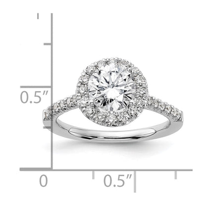 14K Weißgold Verlobungsring mit 0,5 ct. im Labor gezüchteten Diamanten VS/SI+ G+, Semi-Mount mit 1,5 ct. rundem Mittelstein