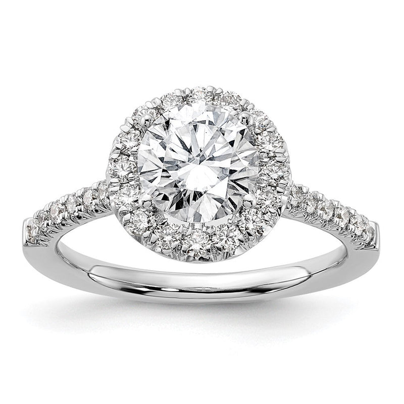 14K Weißgold Verlobungsring mit 0,5 ct. im Labor gezüchteten Diamanten VS/SI+ G+, Semi-Mount mit 1,5 ct. rundem Mittelstein