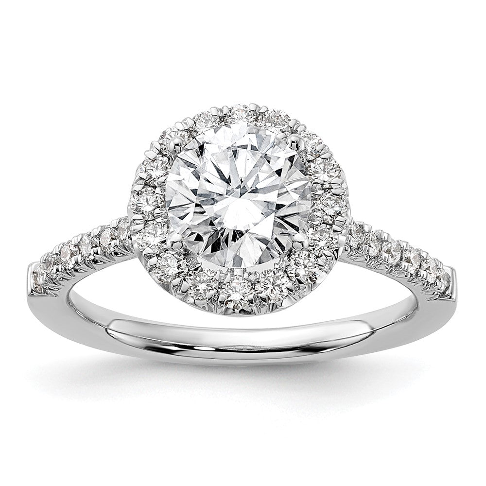 14K Weißgold Verlobungsring mit rundem Halo aus simuliertem Diamant