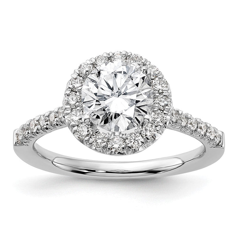 14K Weißgold Verlobungsring mit rundem Halo aus simuliertem Diamant