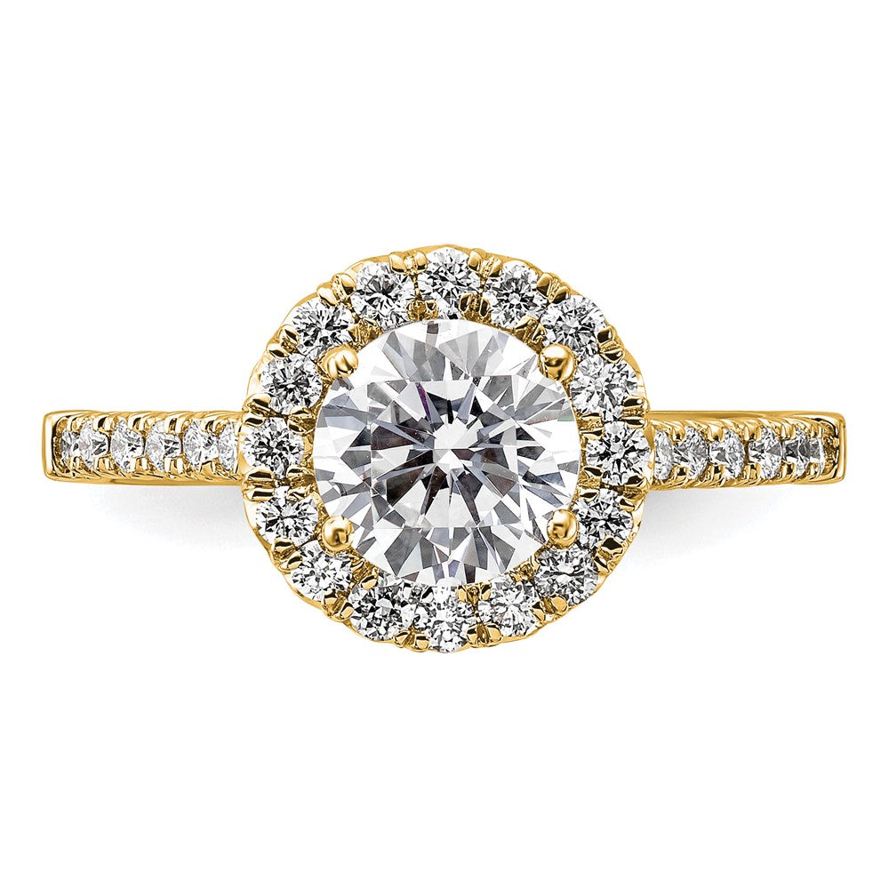 14K Gelbgold Verlobungsring mit rundem 1,5 ct. Diamant-Mittelstein, im Labor gezüchtet, Gesamtgewicht 0,5 ct., VS/SI+ G+