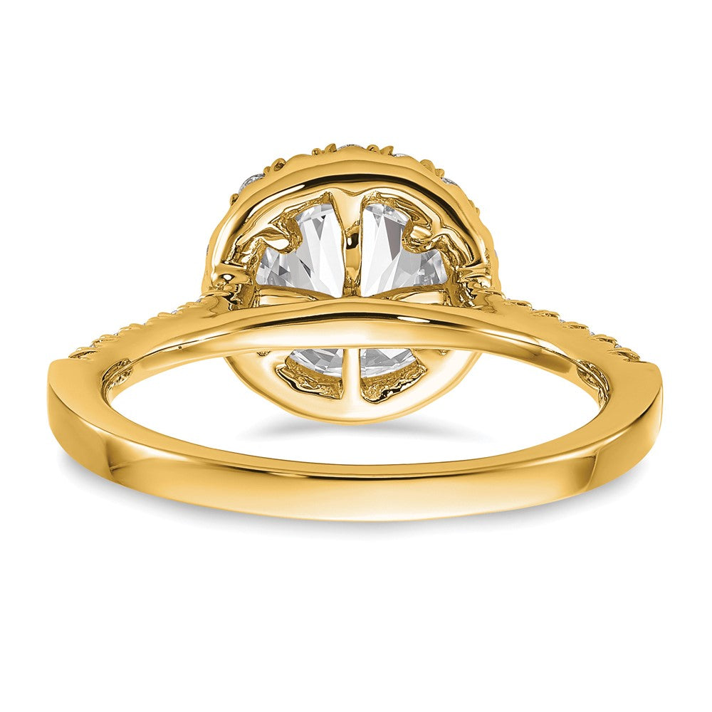 14K Gelbgold Verlobungsring mit rundem 1,5 ct. Diamant-Mittelstein, im Labor gezüchtet, Gesamtgewicht 0,5 ct., VS/SI+ G+